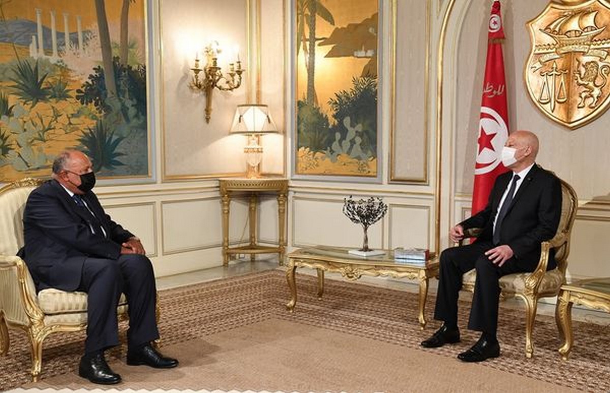 قيس  سعيد  يستقبل وزير الخارجية المصري