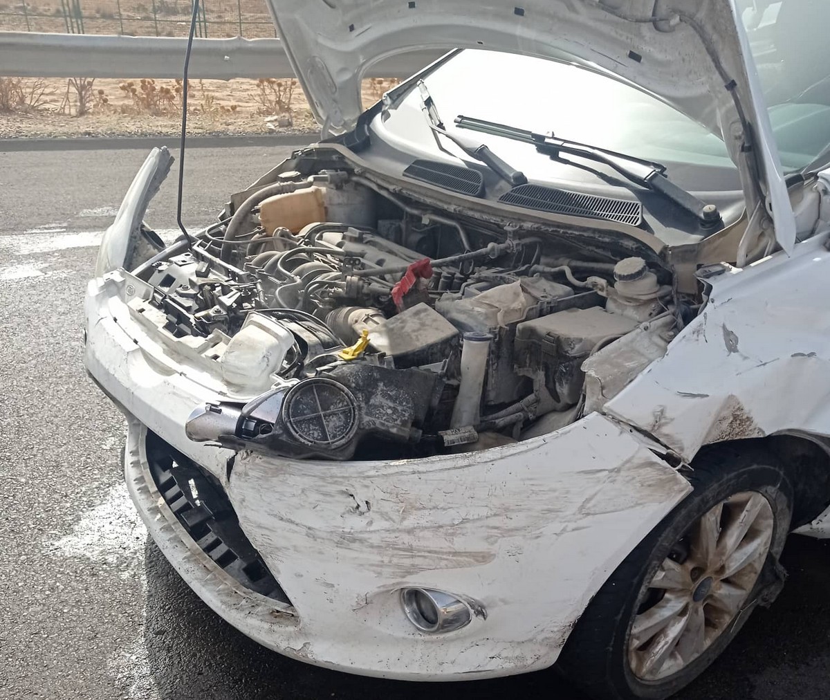 صباح اليوم : حادث  مرور بالطريق  السيارة على مستوى الجم