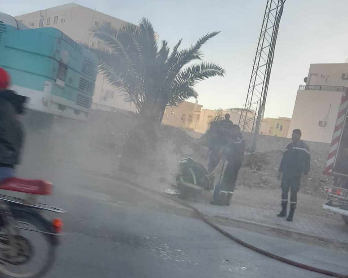 عاجل صفاقس : احتراق  حافلة بطريق  المطار