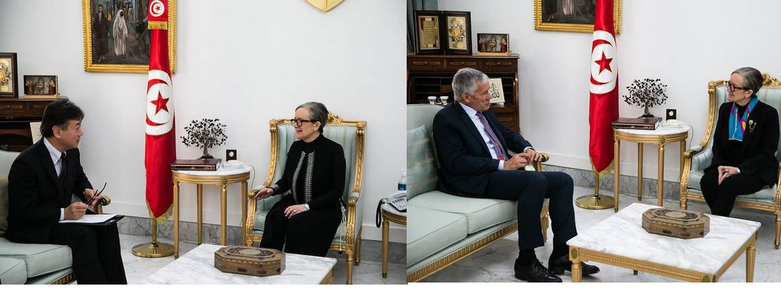 رئيسة الحكومة تلتقي سفيري فرنسا واليابان بتونس