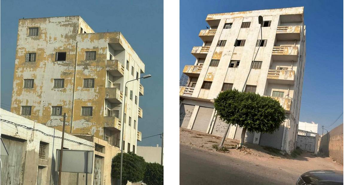 صفاقس : عمارة في  حالة  مَيَلان بطريق  قرمدة تمثل  خطرا على الجميع