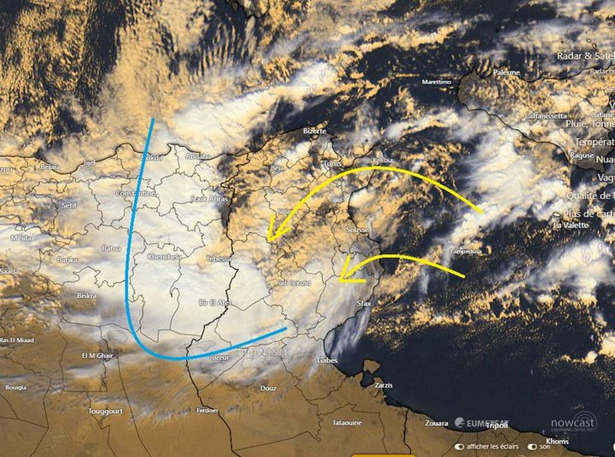 بداية نزول الامطار بولايات سيدي  بوزيد وقفصة ….وقريبا صفاقس وقابس