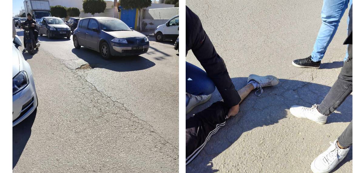 صفاقس : شاب  يصاب  بكسر مُزدوج برجله  بسبب  حفرة  في  الطريق