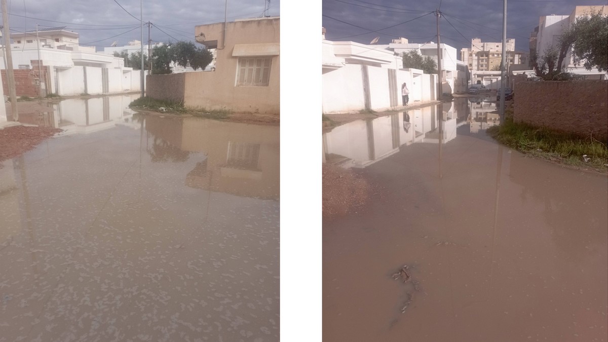 صفاقس : زنقة دمّق بطريق  منزل  شاكر  كلم 3.5 تعاني العزلة مع  كل تهاطل  للامطار